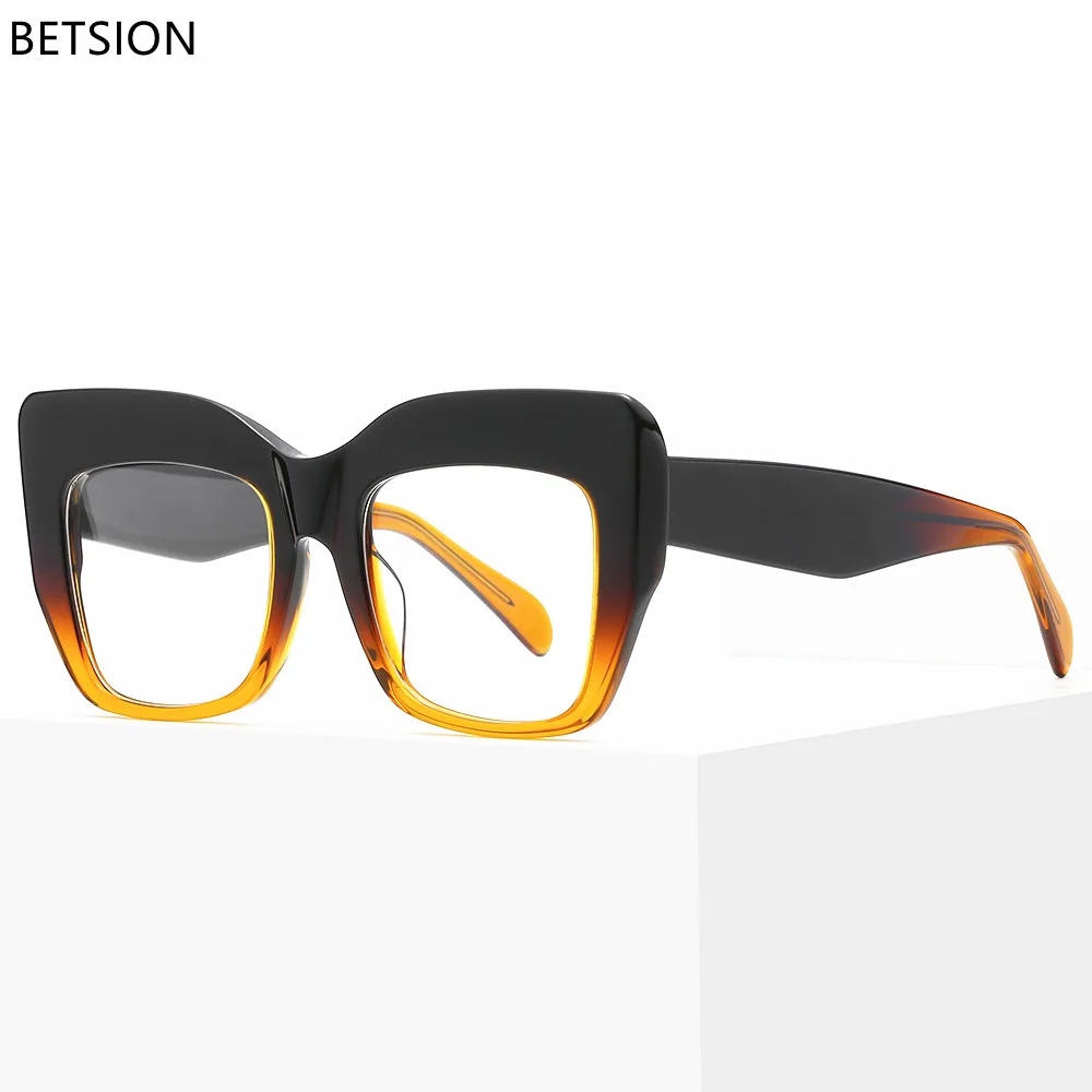 

BETSION Fashion Women Cat Eye Eyeglass Frames Acetate Full Rim Oversize Myopia Prescription Eyeglasses