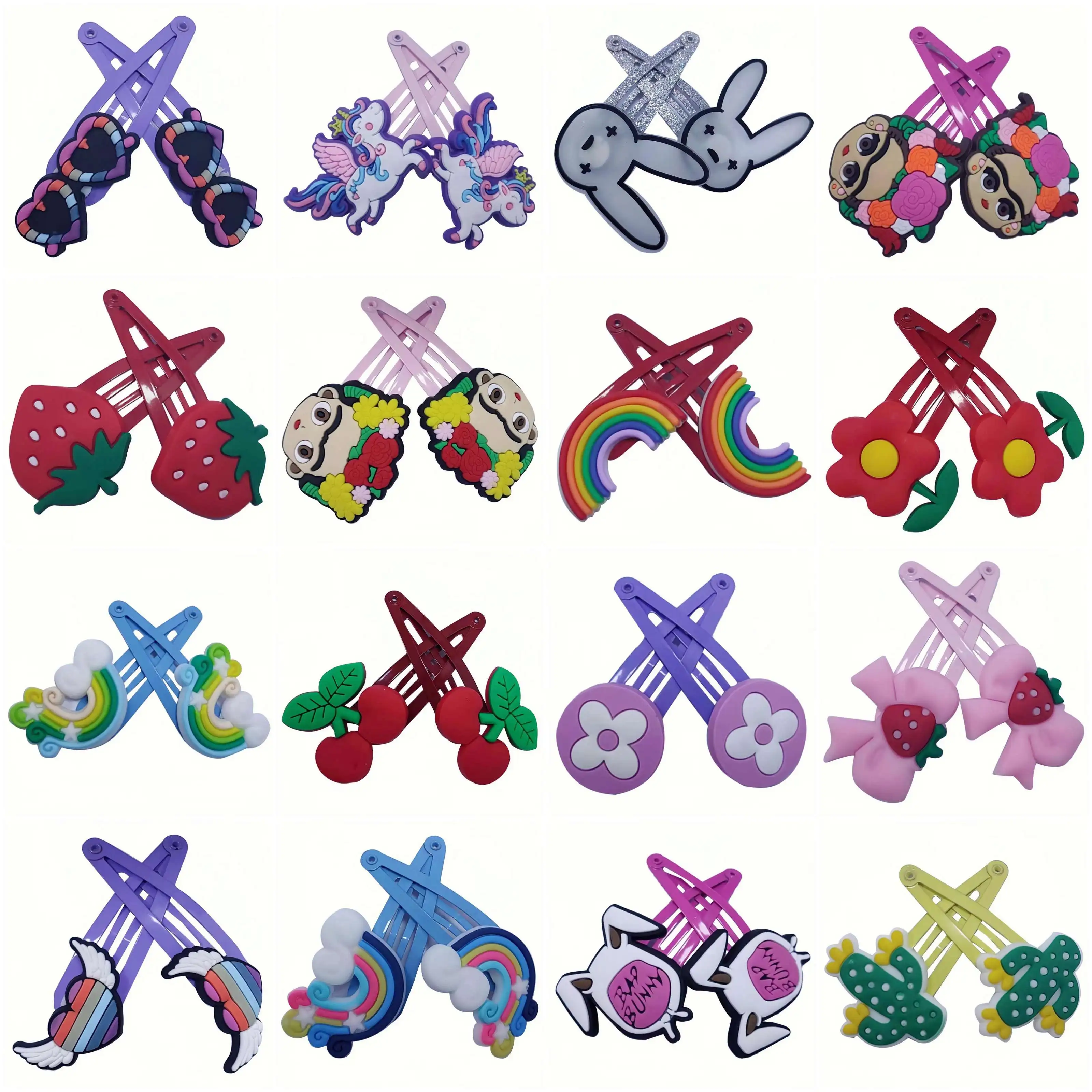 2PCS Cute Cartoon Fruit Unicorn Rainbow Candy Color Baby BB Clips Girls Hairpins Hair Clip Kids Headwear Children Accessories