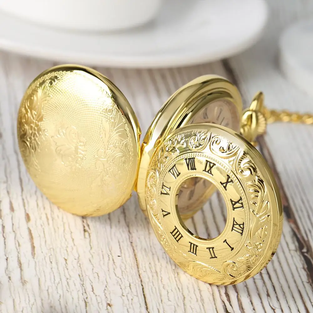 Steampunk Skeleton Mechanical Pocket Watch Luxury Gold Silver Fob Open Side Necklace Clock Antique  Reloj De Bolsillo Gifts