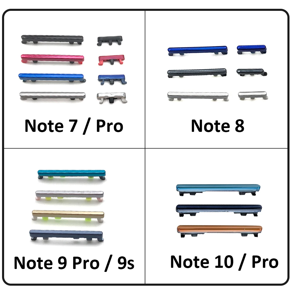 

New Side Volume Button + Power ON / OFF Buttton Key Set For Redmi Note 7 8 9 10 Pro Replacement Parts