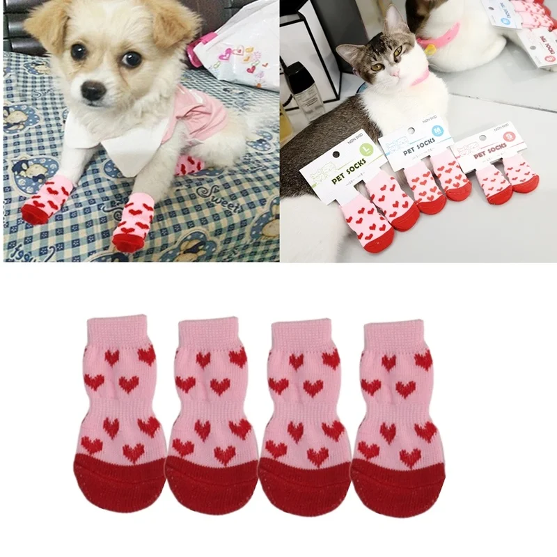 Hot Sale 2 Pairs Creative Cat Coats Pet Cat Socks Dog Socks Non-slip Soft Sole Thick Warm Paw Protector Wear Pet Supplies