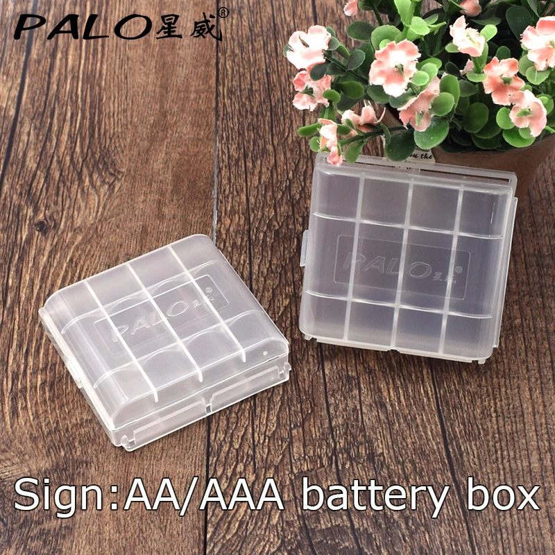 PALO 2Pcs/Set New Portable Small Battery Case Holder Hard Plastic Pretty Storage Boxes for AA AAA batteries