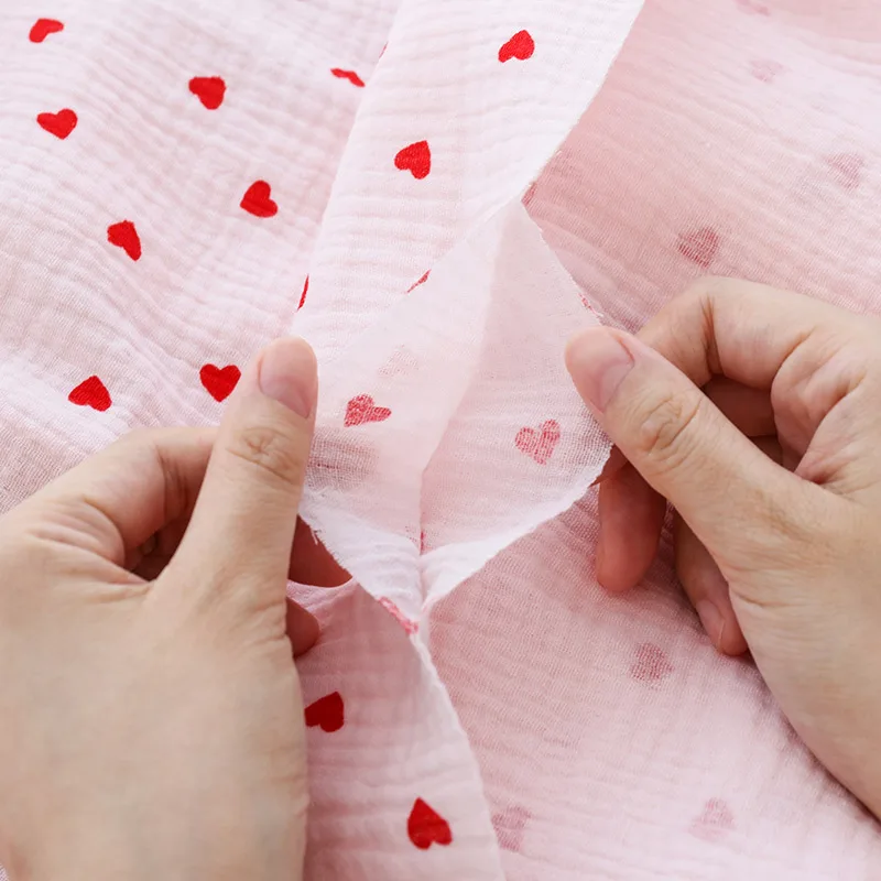 Soft Heart Print Cotton Sewing Fabric for DIY Projects