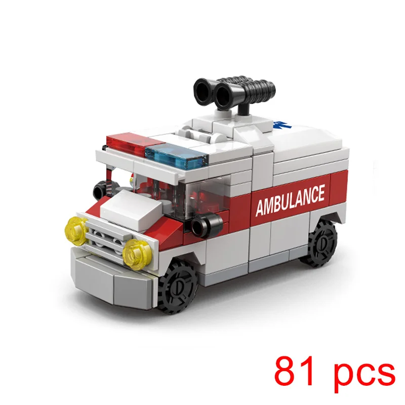 6 In 1 Transformation City Car Technical Ambulance Vehicles Fire Police Trucks Model Building Blocks Brick creative Toys Ideas