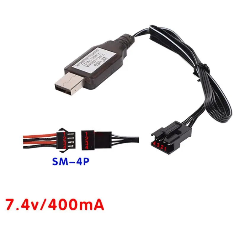 7.4v (3.7v x2) شاحن SM-4P ليثيوم أيون البطارية الكهربائية RC اللعب سيارة قارب USB تهمة