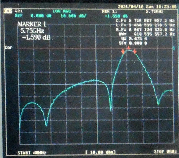 SMA Interface of Band Pass Filter for 5.8G Wireless Communication System