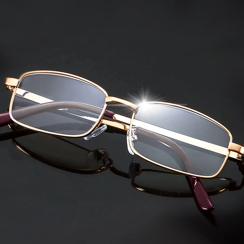 Metal Frame Reading Glasses Men Women Presbyopia Magnifying Fashion Square Full-frame +1.0 1.5 2.0 2.5 3.0 3.5 4.0 Gold Silver