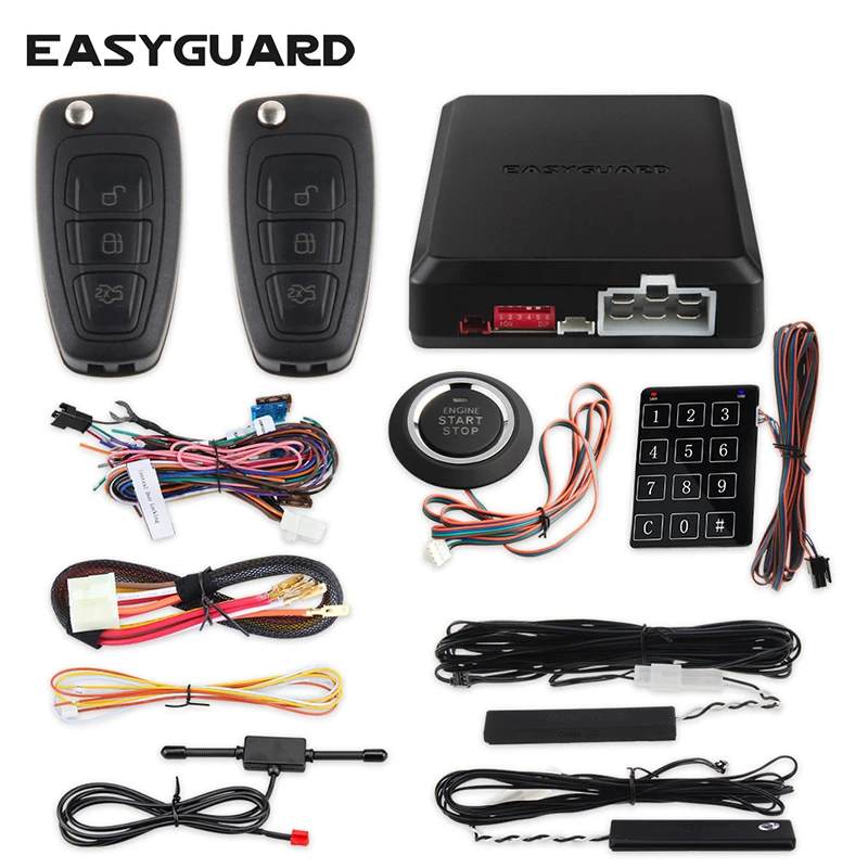 EASYGUARD Remote Central Locking With Remote Control Push Start System PKE Handsfree Lock/Unlock Car Alarm System