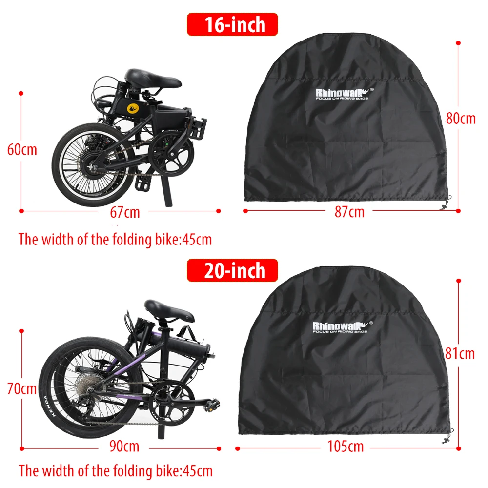 Rhinowalk 16inch 22inch Folding Bike Storage Bag Lightweight Bicycle Dust Cover Folding Scooter Carry Bag for Car Train Travel