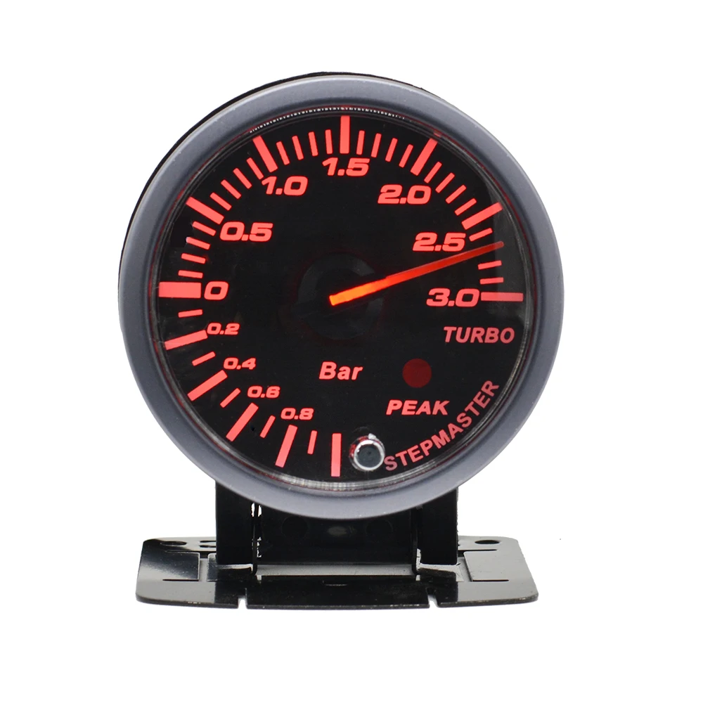 60mm Auto Car Turbo Pressure Boost Gauge  Black Face White/Red Backlight -1~3 Bar Turbin Mete