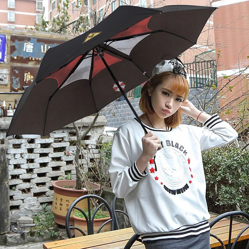 Windproof Male Parasol Black Corporation Parapluie Biohazard Resident Umbrella Woman Folding Luxury Paraguas Creative Female