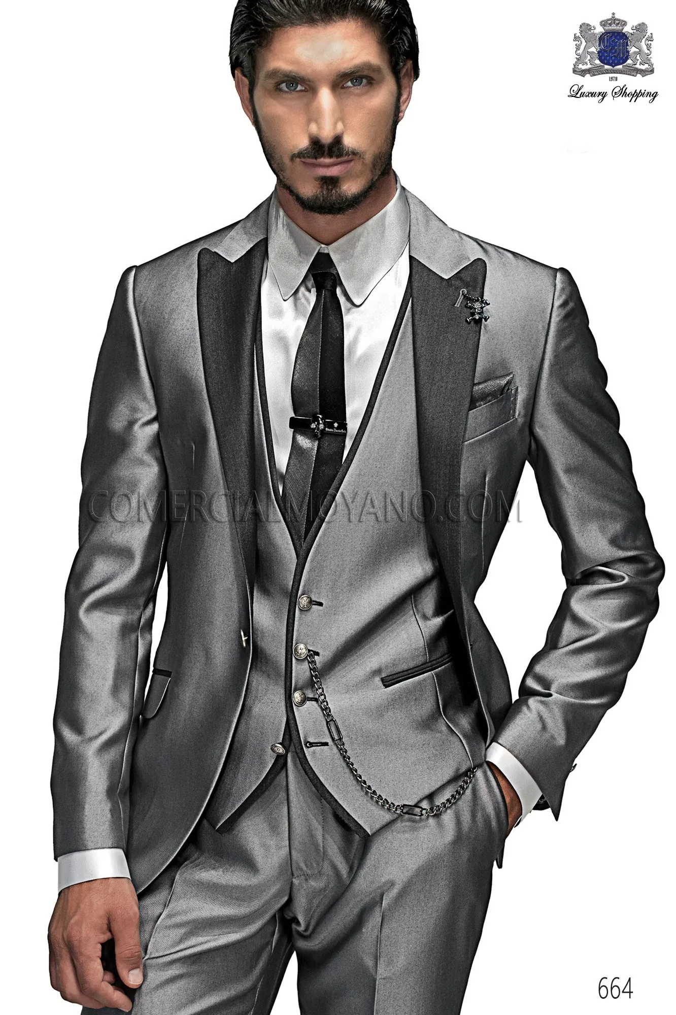 

SZMANLIZI MALE COSTUMES Custom Made Groom Tuxedo Silver Grey Suit 3 Pieces Best man Groomsman Men Wedding/Prom Suits Bridegroom