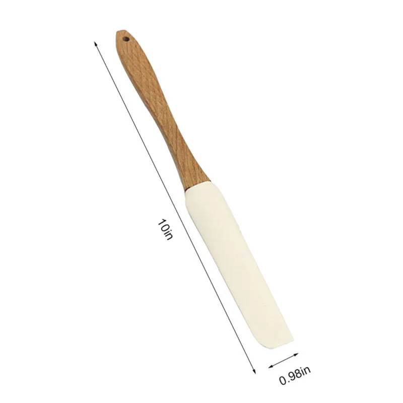Scraper Durable Wood Handle Utensil Spatula Cream Butter Removable Silicone