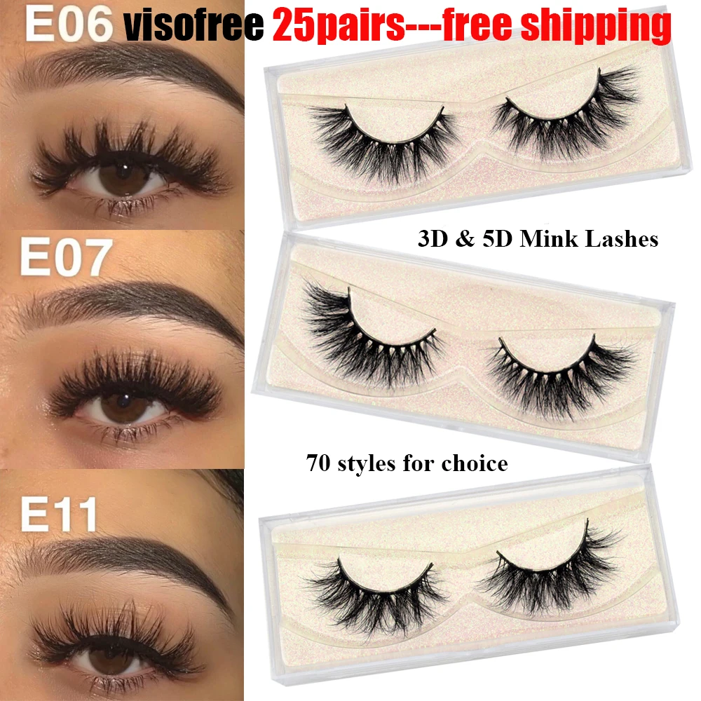 25 คู่ Visofree Mink Eyelashes 3D Mink ขนตาปลอมธรรมชาติยาวหนาตา Lashes แต่งหน้าขนตาความงามเครื่องมือขยาย