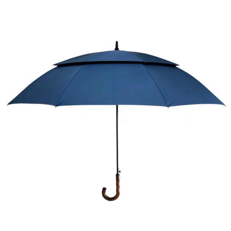 Extra Large Double Triple Reinforced Windproof Anti-Storm Umbrella, Business Retro Automatic Long Handle Umbrella, 135cm