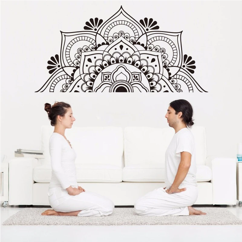 Half Mandala Wall Decal Vinyl Stickers Headboard Door Window Master Bedroom Yoga Studio Home Decor Boho Style Ornament Art