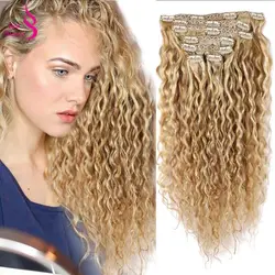 REAL BEAUTY-Extensions de Cheveux Brésiliens Naturels Remy, Ondulés, Blond, P27/613, 18 Pouces