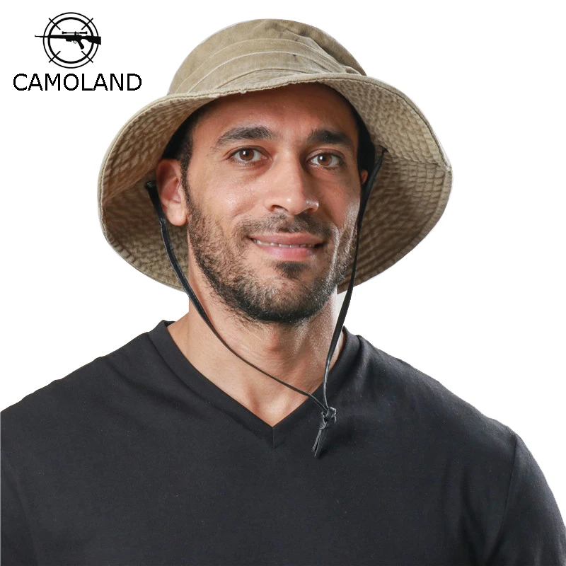 Men's Cap Spring Summer 100% Cotton Bucket Hats Western 2023 New Style Wind Rope Fixed Dad's Beach Hat Cowboy Outdoor Safari Hat