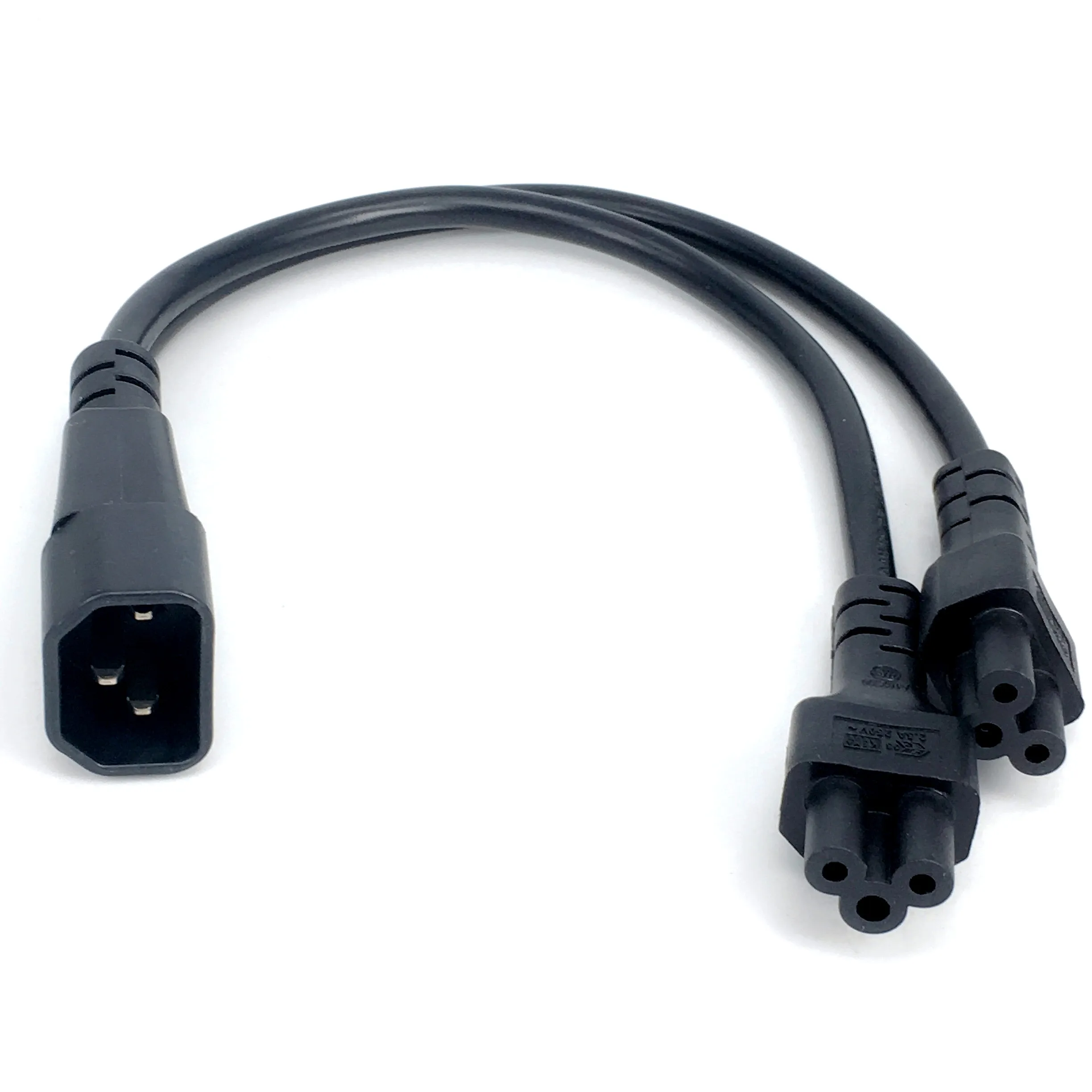 IEC320 C14 C8 To 2X C7 C5 C13 Y Split AC Power Cord, IEC Figure 8 Male To 2 Female 1 In 2 Out AC Power Cable 30cm Black