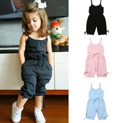 Summer Baby Girl Bow Vest Tank Romper Jumpsuit Toddler Kid Girl Suspenders Sleeveless Bow Jumpsuit Outfits  Fashion 1-6Y Clothes