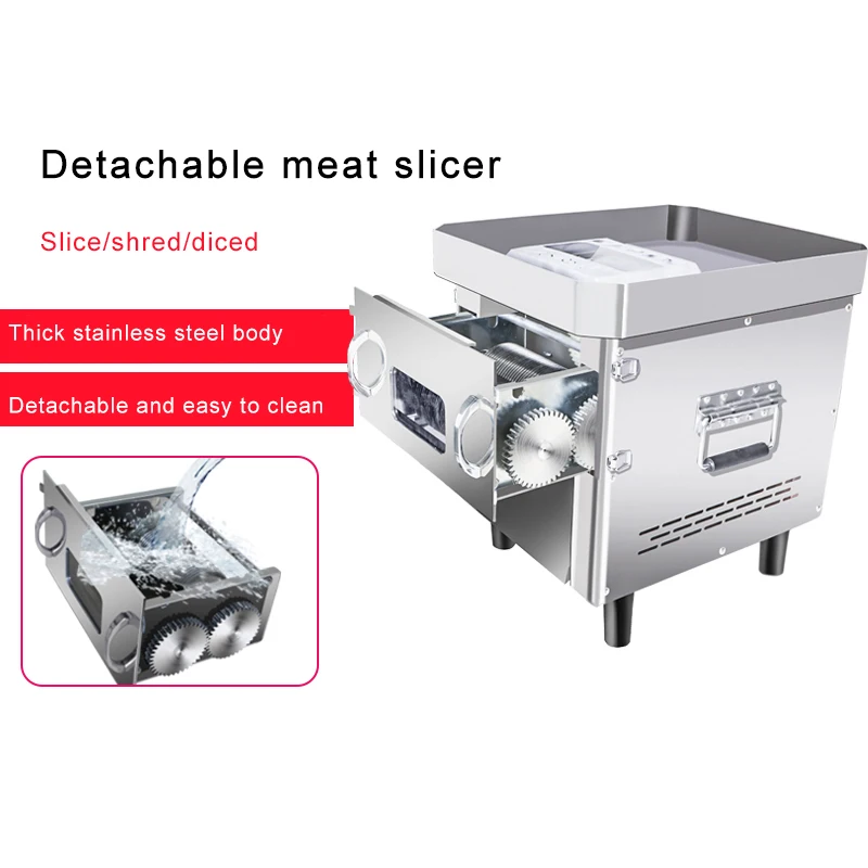 Stainless Steel Commercial Meat Slicer High-Power Multi-Function Automatic Slicing Shredding Dicing And Meat Cutting