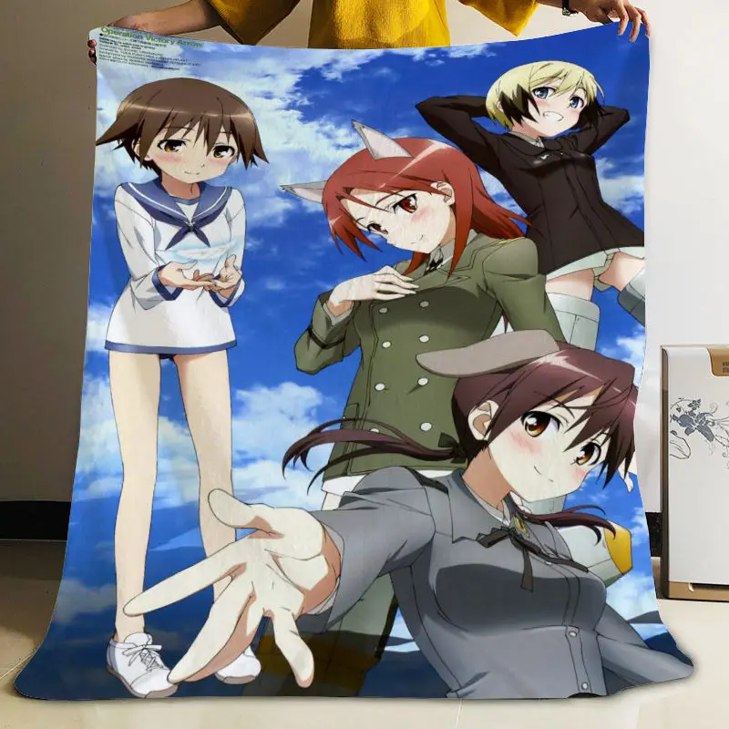 Musife Custom  Japanese anime Brave Witches Flannel Blanket Design Your own Blanket Flannel Blankets for Sofa DIY Dropshipping