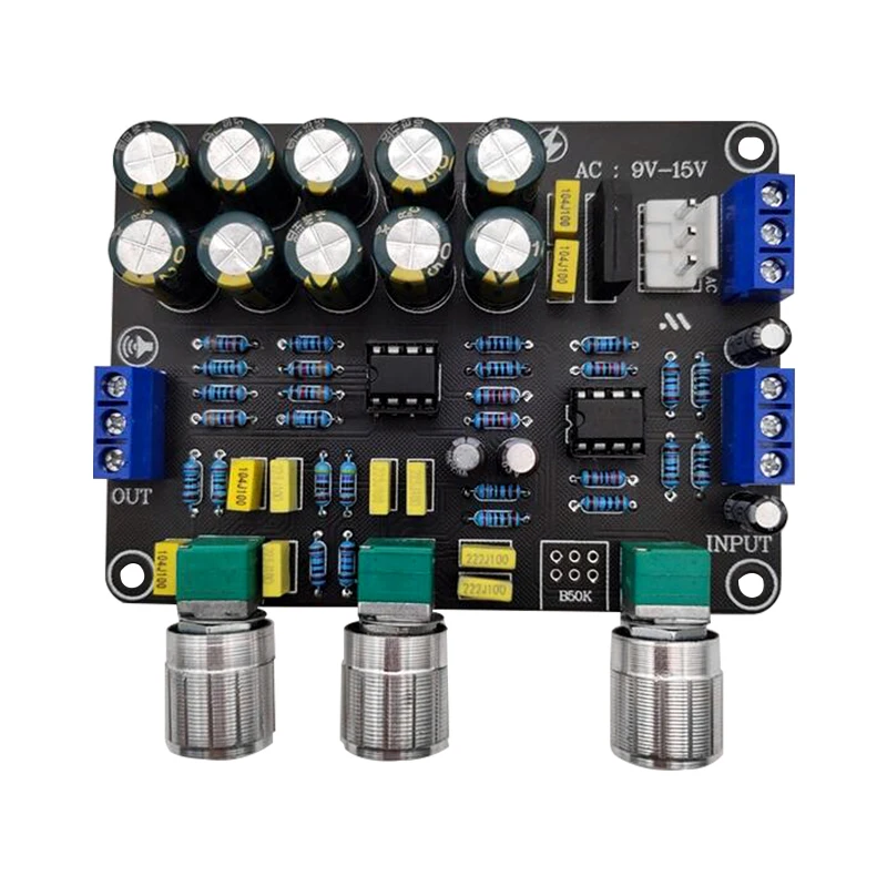 Newest Dual NE5532 Preamplifier Board Audio Equalizer Preamp Treble Bass Tone Control Pre Amplifier DIY Preamplifier Module