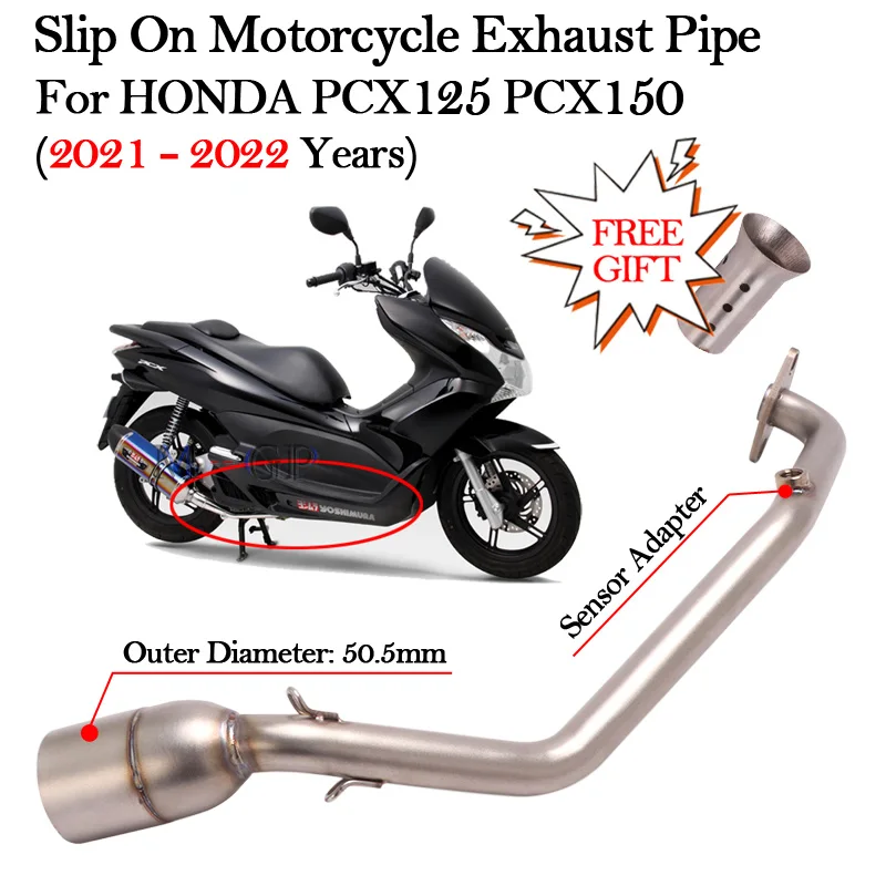 

Slip-On For Honda PCX125 PCX150 PCX 125 150 2021 2022 Motorcycle Exhaust Front Link Pipe Escape Muffler DB Killer With Sensor