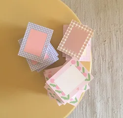 Bloc de notas Ins Tulip Grid, Bloc de notas Simple con flor francesa Retro, cuaderno de mensajes creativo Hipster para estudiantes, papelería Kawaii, 100 hojas