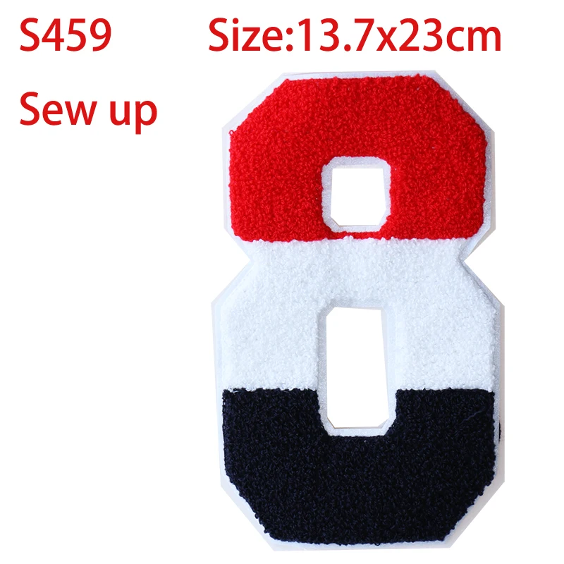 1 Pcs 3 8 9 Digital M R English letters Towel embroidery icon Iron on Patch for Clothing DIY Stripes Patchwork Custom Badges