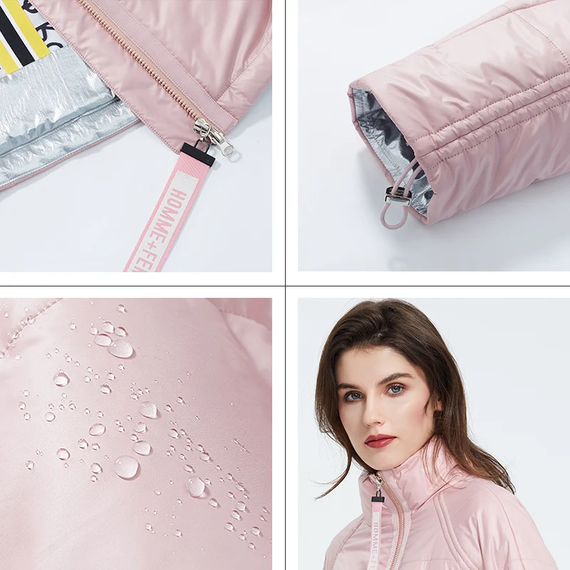 Astrid 2022 Spring Women Parka Tide brand Coat Warm Jacket Thin Cotton Bright Colors Short Coat Standing Collar ZM-3053