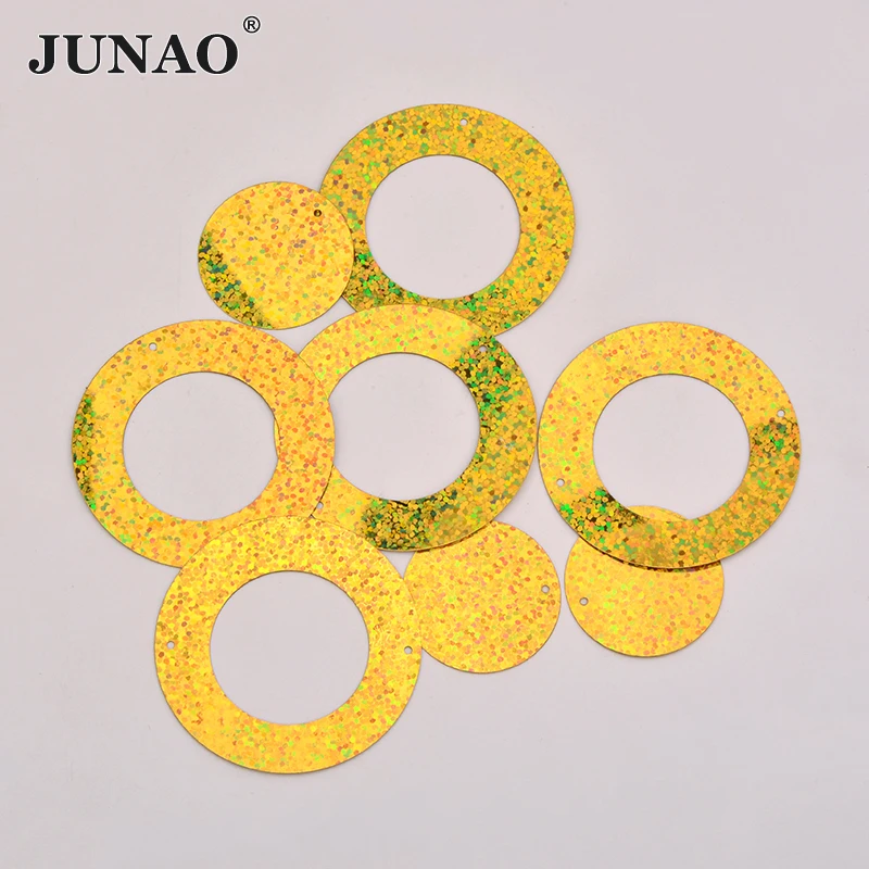 JUNO 50mm Glitter Silver Color Sewing Large Laser Sequin Earrings Paillette Round Sequins DIY Garment Bag Shoes Decoration