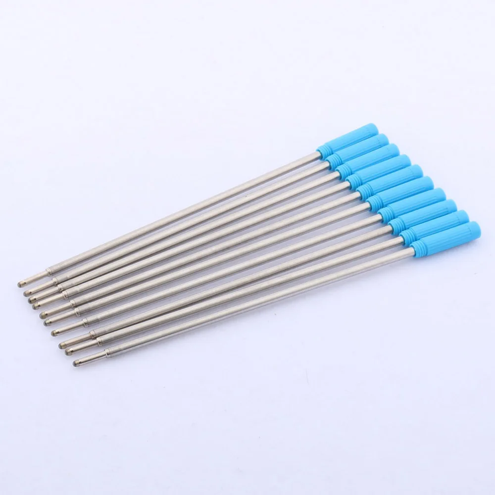 High Quality Brand 10pc metal stytle Blue Ballpoint pen Refills School Office Stationery