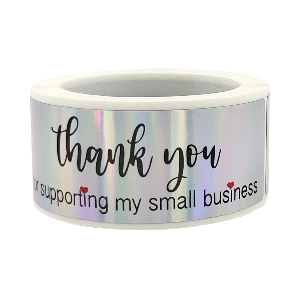 120pcs / volume Small Business Stickers Rainbow Laser Thank You Stickers for Business Boutiques Wrapping stationery Supplies