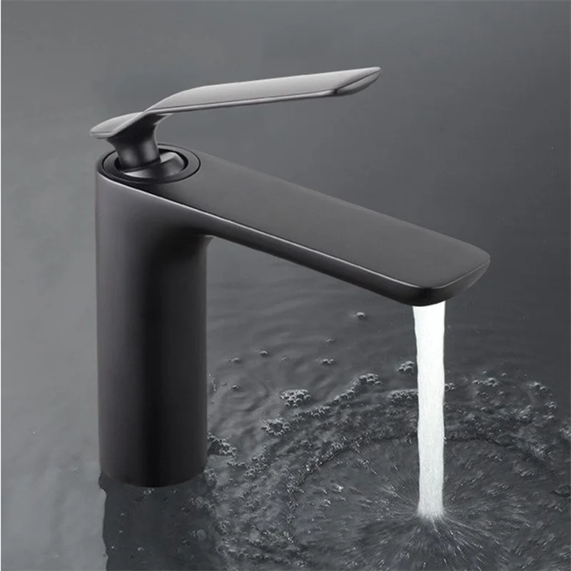 

Basin Faucet Black Hot and Cold Household Bathroom Personality Bathroom Countertop Wash Basin Full Copper Faucet