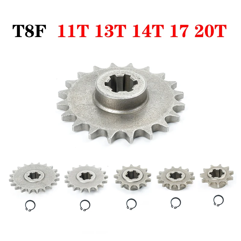 49cc 43cc T8f Tooth Pinion Children's Atv Chains Mini Dirt Pit Bike 11 13 14 17 20 Tooth 2 Stroke Bike Moto Pocket Bike Sprocket