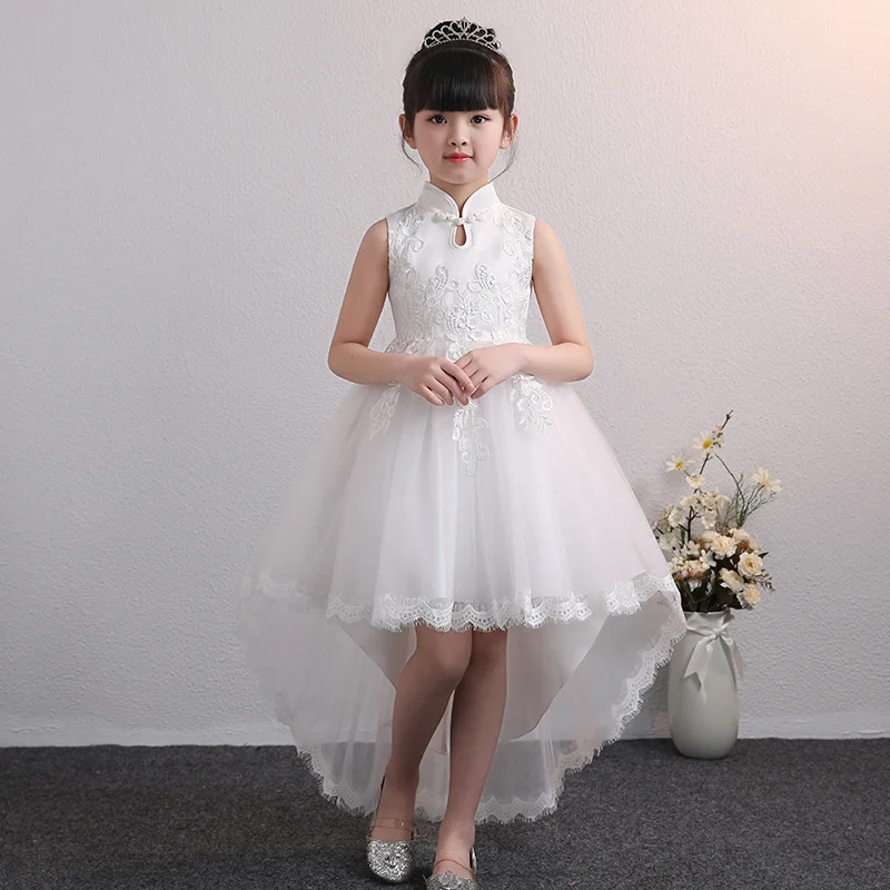 

Girls Fashion Tail Dress Wedding Gown Party Princess Dress for Traditional Sheongsam Costume Children Pageant Long 3-12 Years