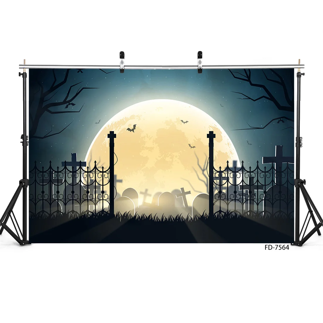 Graveyard Gate Moon Bat Halloween Photo Backgrounds Studio Props Photography Backdrops for Children Baby Family Party Photobooth