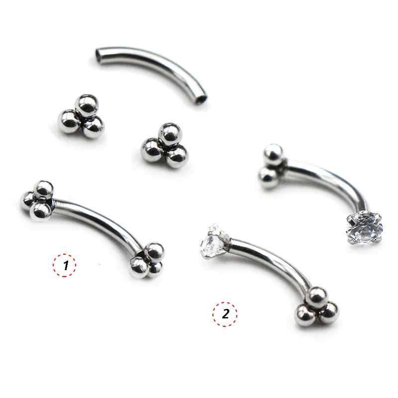 1Pc 1.2x8mm Ball Banana Ring Belly Daith Helix Earring Body Jewelry Stainless Steel Eyebrow Rings Piercing Stud Curved Barbell