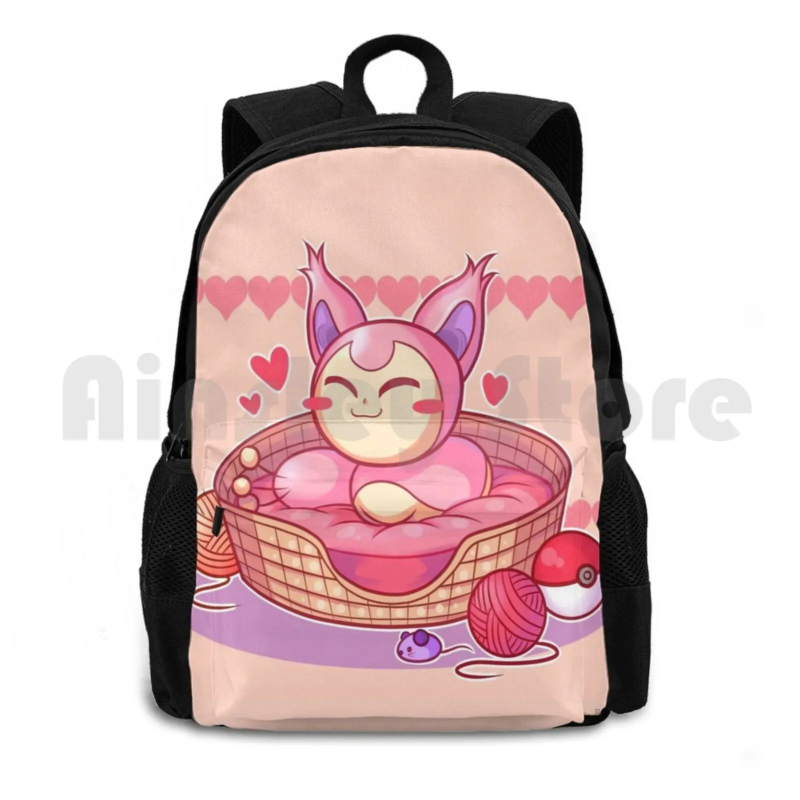 

Skitty Outdoor Hiking Backpack Riding Climbing Sports Bag Skitty Cat Kitty Pink Fanart Anime