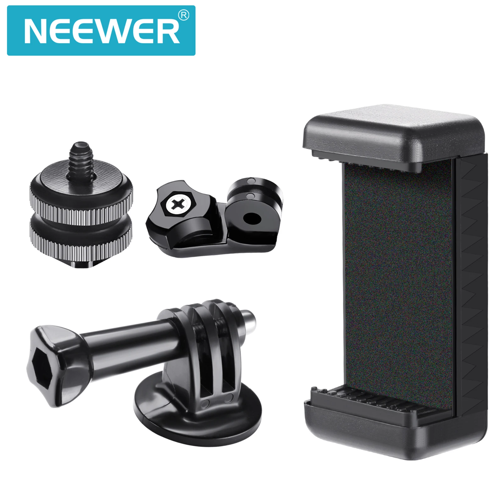 NEEWER Phone Holder / Hot Shoe Mount Adapter Kit Compatible with GoPro Hero 11 10 9 8 7 6 5 DJI OSMO /iPhone/Samsung