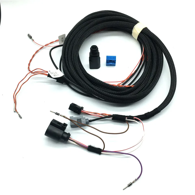 

Car logo Flip RVC Rear View Camera Reversing Trajectory track position line connect Wiring harness For VW Passat B8 CC Golf 7.5