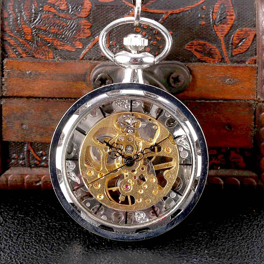 8933Silver wheel flip cover mechanical creative large pocket watch Creative retro gift value exquisite