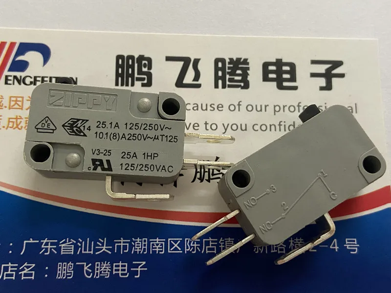 

1PCS Taiwan ZIPPY V3-25S-00D3-Z high current micro switch 25A250VAC stroke reset limit switch 1 normally open 1 normally closed