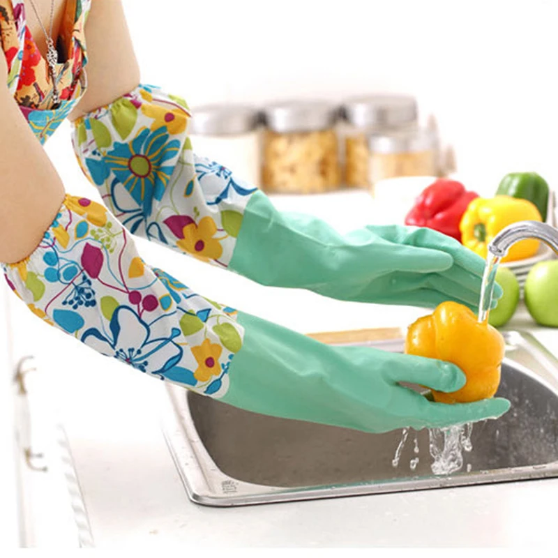 Durable Waterproof Household Glove Dishwashing Cleaning Rubber HX6D