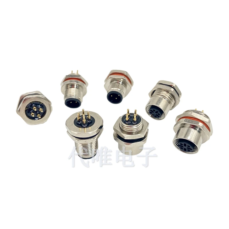 M12 PCB Connectors cabl 458 pins Waterproof aviation cable box mod led electrical plugs CCTV computer connector camera jacks