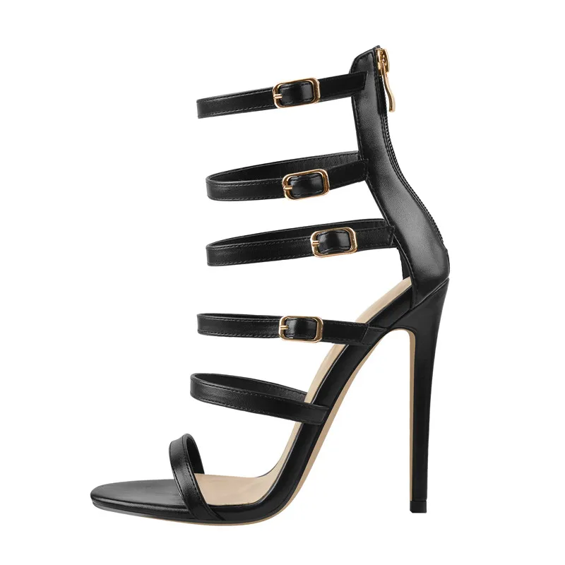 Onlymaker Vrouwen Peep Toe Zwarte Matte Enkelwikkel Sandalen Gekruiste Band Dunne Hoge Hakken Stiletto 'S Klassiekers Zomer Sandalen