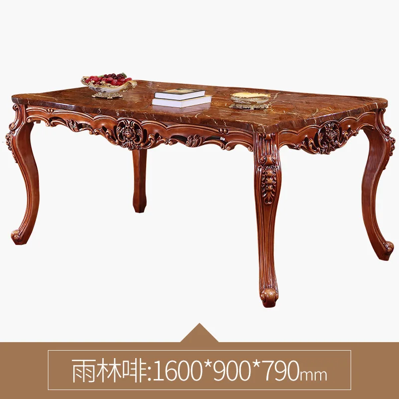 American marble table 1.6 meters luxury solid wood carving furniture European style retro dining table