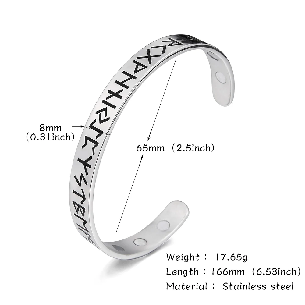 Dawapara Ancient Nordic Talisman Viking Bracelet Runes Letters Stainless Steel Bangle God's Blessing Amulet Bracelet image 3