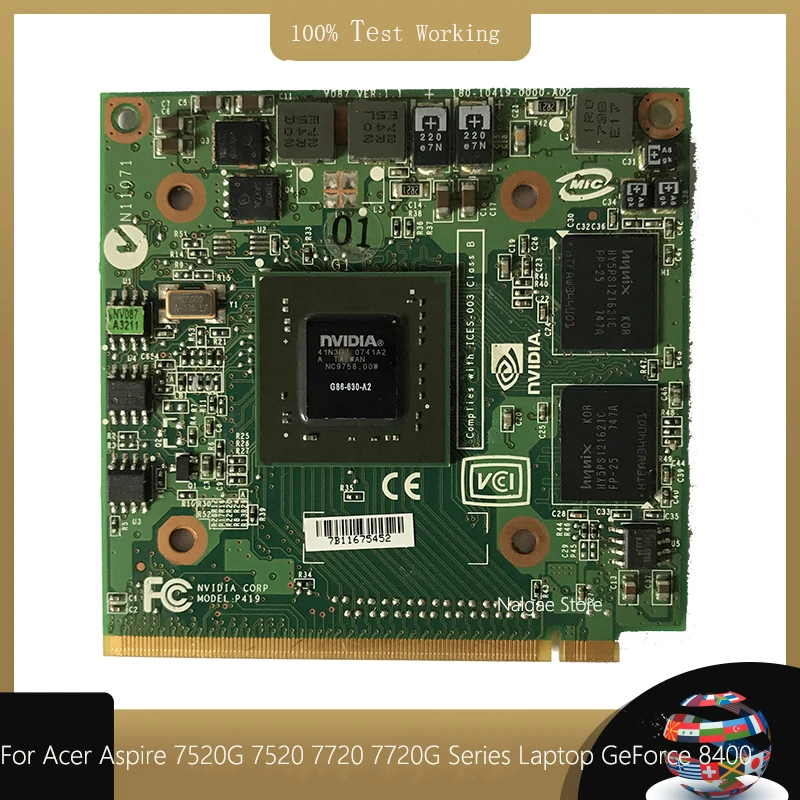 

For n Vidia GeForce 8400MGS 8400M GS MXM IDDR2 128MB Graphics Video Card for A c er A s pire 5920G 5920 5520G 4520G 7520G 7720G